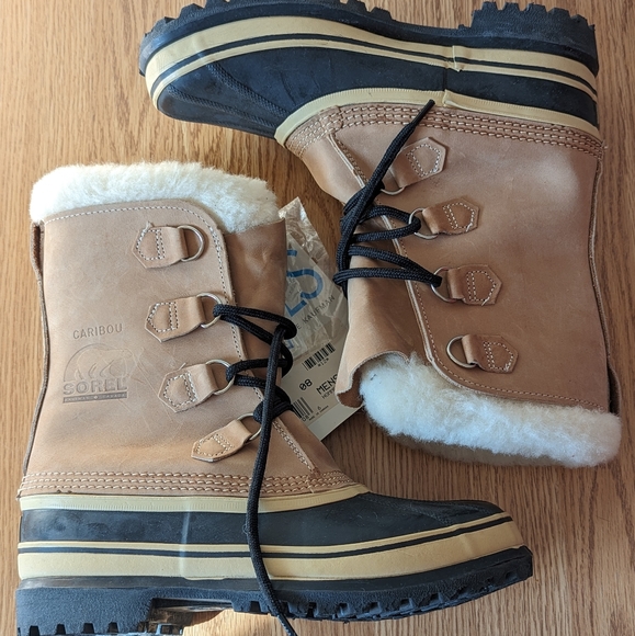 SOLD - VTG SOREL BOOTS KAUFMAN MENS 8 BROWN LEATHER CARIBOU BOOTS CANADA - NEW - Picture 5 of 9
